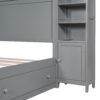 Queen Size Bed With All In One Cabinet, Shelf And Sockets - Gray - Image 7
