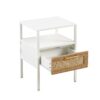 Rattan End Table With Drawer, Modern Nightstand, Metal Legs, Side Table For Living Room, Bedroom - White - Image 8