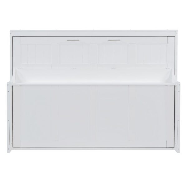 Full Size Murphy Bed With Hydraulic Lift & Desk Design - White