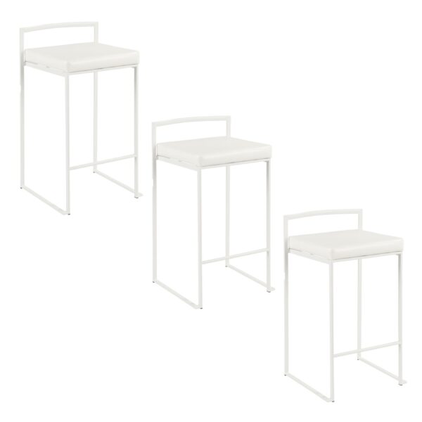 Fuji - Contemporary Stackable Counter Stool (Set of 3) - White