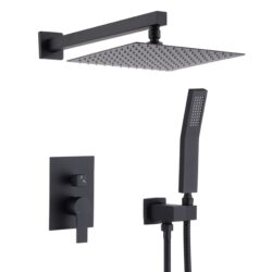 Luxury Bathroom Ceiling Mount 12" Rain Mixer Shower System With Brushed Nickel - Matte Black