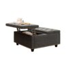 Massive Square Storage Bench, Footstool With 2 Storage Doors, Mid - Century Modern Coffee Table For Living Room, Nailhead Inlay - Dark Gray - Image 8