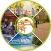 6 Person Circular Outdoor Wooden Picnic Table For Patio, Backyard, Garden, Diy With 3 Built-In Benches, 1720Lb Capacity - Natural - Image 6