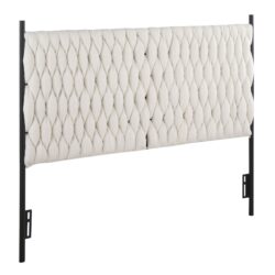 Braided Matisse - Queen Size Headboard - Black / Cream Sherpa
