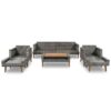 6 Pieces All Weather Sofa Set, Outdoor Rattan Sofa With Double Cushions, Wood Legs Wood Table Top - Beige / Gray - Image 12
