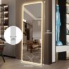 Full Length Mirror Lighted Vanity Body Mirror LED Mirror Wall-Mounted Mirror Big Size Rounded Corners, Bedroom, Living Room, Dressing Room, Hotel - Clear - Image 4