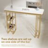 Modern Straight Bar Table With Shelves - White / Gold - Image 8