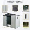 8Ft X 4Ft Outdoor Metal Storage Shed With Window And Metal Foundation For Backyard, Patio, Lawn - White / Black - Image 7