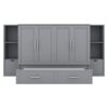 Full Size Murphy Bed With Shelves, Drawers And USB Ports - Gray - Image 7