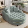 Modern Chaise Lounge Sofa Bed Upholstered Sofa Couch With Tufted Seat And Detachable Pillows For Living Room - Misty Green - Image 4