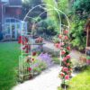 Metal Garden Arch Garden Arbor Trellis Climbing Plants Support Rose Arch Outdoor Arch - Cream White - Image 6