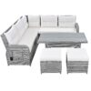Outdoor Furniture Set Patio Rattan Furniture Set With An Adjustable Table, Recliners With Extendable Side Tables, And 2 Ottomans For Patio, Lawn, Backyard, Pool - Beige - Image 15