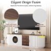 Modern Minimalist TV Stand For TVs Up To 80", Entertainment Center With 3 Drawers And 1 Shelf, Metal Handles And 2 Cabinets For Living Room - White - Image 10