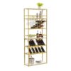 LED Tall LED Tall Wine Rack Freestanding Floor, 7 Tier Wine Baker Rack With Glass Holder & Wine Storage, Industrial Wine Display Shelf Wine Bar Cabinet For Bar - White / Gold - Image 14