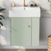 Modern Floating Bathroom Vanity With Ceramic Basin, Perfect For Small Bathrooms, Right Side Storage - Green - Image 18