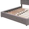 Queen Size Upholstered Platform Bed With 2 Drawers And 1 Twin Long Trundle - Light Gray - Image 17