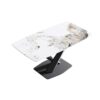 Modern Artificial Stone Pandora White Curved Metal Leg Dining Table, 6 People - Antique White - Image 9
