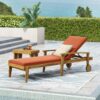 Jason - Chaise Lounge Acacia Wood Adjustable Outdoor Chair - Orange - Image 2