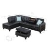 Irine - Faux Leather Sectional Sofa With Ottoman - Black - Image 13
