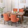 Ultra Side Dining Chair,Thickened Fabric Chairs With Neutrally Toned Solid Wood Legs, Bronze Nail Head (Set of 2) - Orange - Image 14