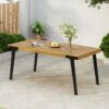 Acacia Wood Patio Dining Table, 69"L Rectangle Outdoor Table - Teak / Black - Image 2