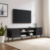 Contemporary 2 Door Minimalist TV Stand For TVs Up To 80" - Black - Image 4