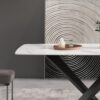 63" Modern Artificial Stone Dining Table, 6 People - White / Black - Image 3