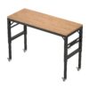 Adjustable Workbench For Garage, Rubber Wood Heavy Duty Workstation With Power Outlets & Wheels, 2000 Lbs Load Capacity Hardwood Worktable For Workshop - Black - Image 11