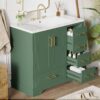 Traditional Bathroom Vanity With Resin Sink Combo Set, Bathroom Cabinet With Two Doors And Four Drawers - Green - Image 7
