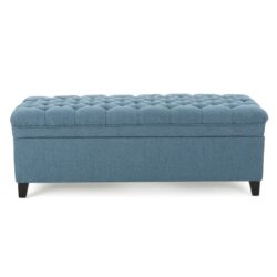 Juliana - Storage Ottoman With Stylish Designб Fabric And Birch Legs - Blue