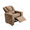 Kids Recliner Chair, Kids Upholstered Couch With One Cup Holder, Toddlers Recliner With Headrest And Footrest - Brown - Image 18