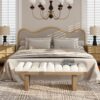 Bella - Upholstered Modern Accent Bench - Ivory White - Image 8
