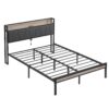 Queen Size Metal Platform Bed Frame With Upholsteryolstery Storage Function Headboard And USB Liner And Footboard, No Box Spring Needed, Large Under Bed Storage - Gray - Image 5