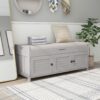 Storage Bench With 3 Shutter-Shaped Doors, Shoe Bench With Removable Cushion And Hidden Storage Space - Gray Wash - Image 14
