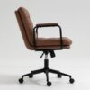 Office Chair, Mid Back Home Office Desk Task Chair With Wheels And Arms Ergonomic Computer Rolling Swivel Chair With Padded Armrest - Brown - Image 6