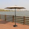 8.8' Outdoor Aluminum Patio Umbrella, Patio Umbrella, Market Umbrella With 33 Pounds Round Resin Umbrella Base, Push Button Tilt And Crank Lift - Gray - Image 2
