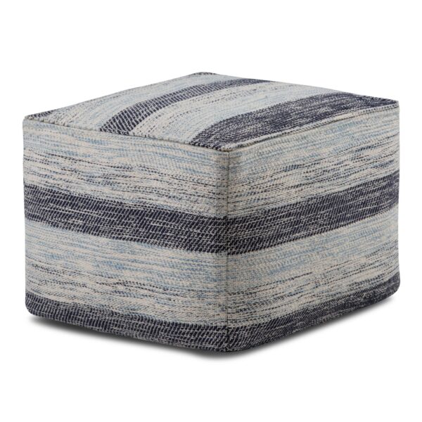 Clay - Square Pouf - Patterned Blue Melange