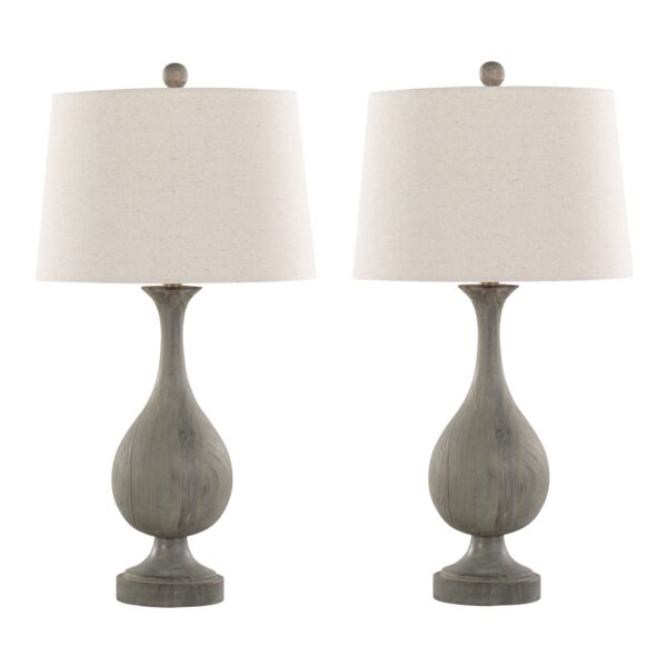Cipolla - Poly Farmhouse Table Lamp (Set of 2) - Acid Dusty Poly / Antique Soft Brass / Natural