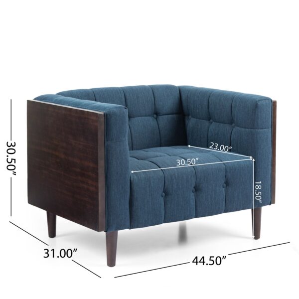 Contemporary Club Chair With Button Tufted Waffle Stitch - Navy Blue