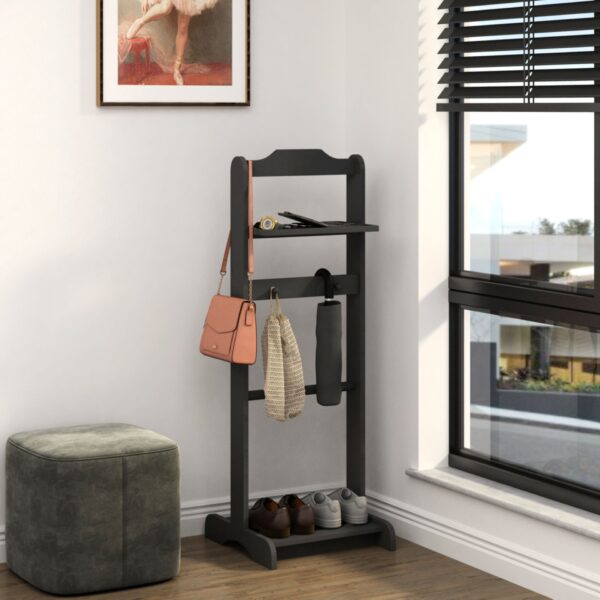 Accent Portable Garment Rack, Clothes Valet Stand With Storage Organizer - Black
