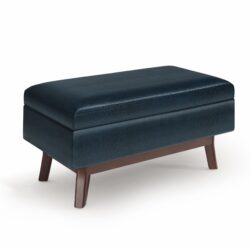 Owen - Small Rectangular Storage Ottoman - Distressed Dark Blue