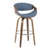 Curvini - Mid-Century Modern Barstool (Set of 2) - Walnut / Blue - Image 2