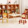 Kids Table And 2 Chairs Set, 3 Pieces Toddler Table And Chair Set, Wooden Activity Play Table Set (Lion&Monkey) - Natural - Image 3