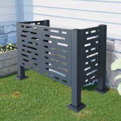 Air Conditioner Fence For Outdoor Units, Metal Privacy Fence Cover, Perfect To Conceal Air Conditioning Units, 3 Fence Panels - Charcoal