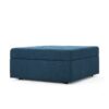 Flip Top Ottoman With Tufted Waffle Stitch And Rolling Casters - Navy Blue - Image 5
