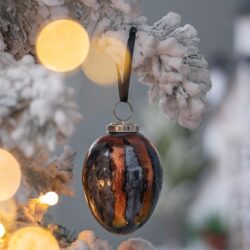 Egg Christmas Ball Ornament, Glass Decorative Hanging Ball Christmas Tree Ornaments For Holiday Party Decorations (Set of 6) - Multi