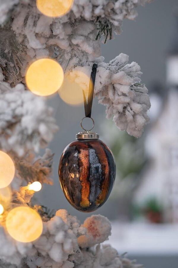 Egg Christmas Ball Ornament, Glass Decorative Hanging Ball Christmas Tree Ornaments For Holiday Party Decorations (Set of 6) - Multi