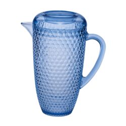 Diamond Cut Unbreakable Plastic Water Pitcher With Lid And Spout, Bpa Free, 2.5 Quarts - Blue