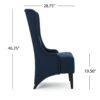 Contemporary Dining Chair With High Back And Birch Wood Legs - Navy Blue - Image 4