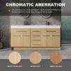 72" Freestanding Bathroom Vanity With Double Resin Sink Plywood Construction - Oak - Image 8